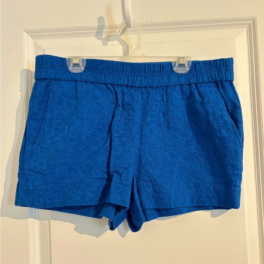 Blue Foliage Print Shorts w/elastic waistband—No size; probably medium